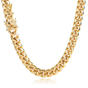 Nuoya mode hommes collier en acier inoxydable 6/8/10mm largeur 18K plaqué or <span class=keywords><strong>Miani</strong></span> cubain lien chaîne Hip Hop bijoux pour cadeaux - Product Image 2