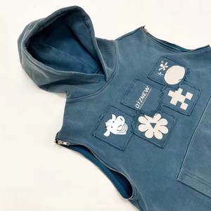 Sudadera con Capucha Vintage Personalizada con Cremallera, Mangas Desmontables, Estampado de Parche, Sudadera Vintage Gruesa al por Mayor - Product Image 2