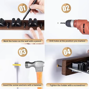 MIXWARES Portascopa e Portamop da Parete in <span class=keywords><strong>Legno</strong></span> per Bagno, Organizzatore per Attrezzi di Pulizia per la Casa - Product Image 3