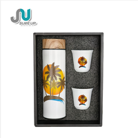 Carafe isotherme en acier inoxydable 500 ml avec poignée et couvercle, imprimée en 3D, motif paysage, anti-fuite, classique, 12-24 heures, coffret cadeau