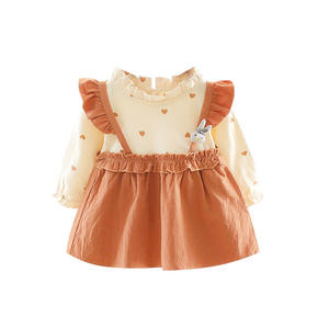 Robe d'automne pour bébé fille à manches longues, motif lapin, mignonne, avec manches volantées, pour enfants - Product Image 5