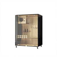 Villa moderne en bois pour chat, maisonnette d'intérieur avec cadre noir pour chats et petits animaux