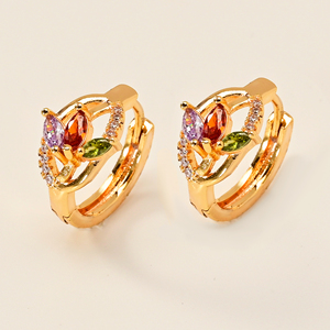Pendientes de Aro Decorativos de Lujo para Mujer, Chapados en Oro de 18K, Resistentes al Agua, para Fiestas, Brincos Femininos De Flores - Product Image 6