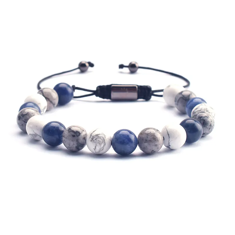 Fashion designer jewelry christmas gifts crystals healing stones beads adjustable gemstone rope braid bracelet for men women
