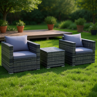 Ensemble de canapé de patio en rotin 2 places, mobilier de jardin extérieur avec coussins, style contemporain