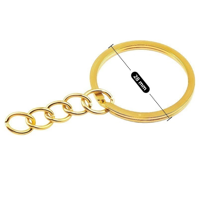 Anillo plano de 28 mm con cadena de 5 eslabones.