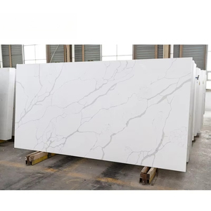 Pierre de quartz artificielle en verre, prix de la pierre de quartz blanche Calacatta, dalles de pierre de quartz naturelle en gros - Product Image 1