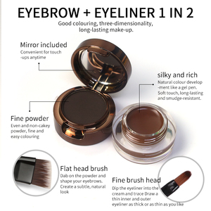 Bubuk alis Vegan 2 in 1 pigmen tinggi Eyeliner tahan lama berwarna 3D penambah alis mata <span class=keywords><strong>Gel</strong></span> Eyeliner dengan kuas - Product Image 3