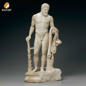 Pietra naturale a grandezza naturale scolpita a mano classica figura greca/roma scultura in marmo ercole e statua di Antaeus per esterni - Product Image 5