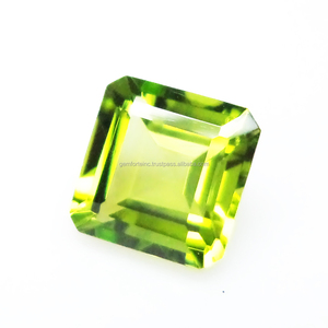 Pierres précieuses de péridot naturel en gros, 9x9 mm, coupe coussin/ovale facettée, pierres brutes pour la fabrication de bijoux |   Certifié vert par un tiers - Product Image 4