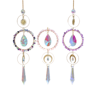Offre Spéciale : Attrape-soleil en cristal Feng Shui, Décoration en verre teinté, Prisme personnalisé en forme de Soleil et de Lune, Cadeau Fête des Mères - Product Image 5