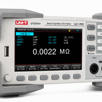 UNI-T UT3516+ Micro-ohmmètre de paillasse, testeur de faible résistance CC, quatre ports de test, affichage frontal, commandes par clavier, modèle de table
