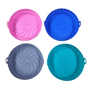 Bandeja para hornear de grado alimenticio plegable, revestimiento de <span class=keywords><strong>silicona</strong></span> redondo reutilizable para cocina, cesta, molde de <span class=keywords><strong>silicona</strong></span>, freidora de aire - Product Image 2