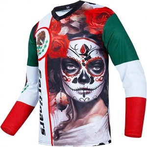 Camiseta de Ciclismo Serij de Manga Larga con Estampado del Día de Muertos Mexicano, Transpirable, Unisex, para Adultos, de Poliéster - Product Image 2