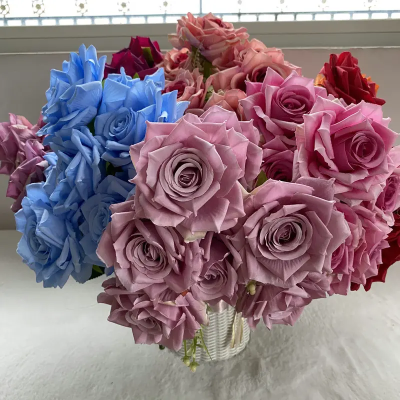 IFG Amazo sıcak satış 7 kafaları büyük çiçekler kafa yapay ipek gül çiçek düğün buketi parti oturma dekor