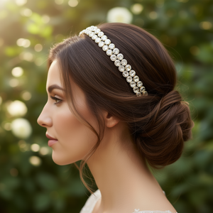 Serre-tête élégant en or blanc et strass pour femmes, accessoires de cheveux pour fête, bijoux de haute qualité - Product Image 2