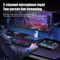 Kit de microphone USB BT rechargeable, réduction de bruit, voix réglable pour studio, podcast, musique live, carte son audio, mixeur