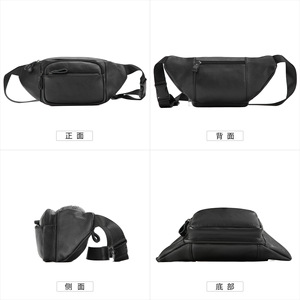 Sac de poitrine en cuir véritable Dujiang, noir, multifonctionnel, pour homme, loisirs en plein air, voyage, sac bandoulière - Product Image 5