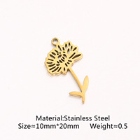 Pendentif en acier inoxydable motif fleur du mois de naissance, breloque florale creuse pour la fabrication de bijoux, breloque de collier étanche pour femme