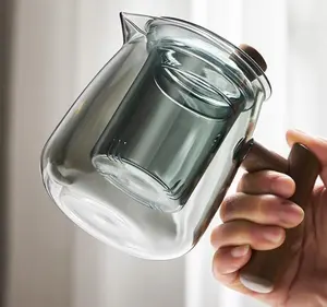 Bule para chá de vidro, bule de vidro borosilicate com resistente ao calor 530ml com infusor de vidro e 4 copos