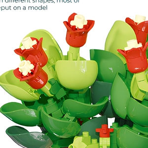 Ensemble de blocs de construction de plantes en pot en jade, 163 pièces, modèle <span class=keywords><strong>miniature</strong></span> de fleurs en plastique à assembler, décoration de bureau, cadeau - Product Image 4