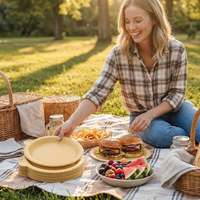 Assiettes jetables biodégradables multicouches de 9,5 pouces, réutilisables, à décoller de la surface, pour aliments, sans lavage