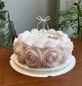 Edible Round Wafer Paper Slices Flowers Cake <b>Toppers</b> Decoration for <b>Birthday</b> Wedding Party Dessert Cake Decorating Supplies - Product Image 5