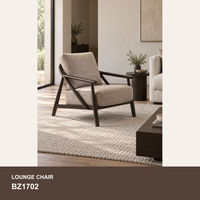 Fauteuil d'appoint moderne en tissu rembourré avec structure en bois massif pour salon, coin lecture, personnalisable