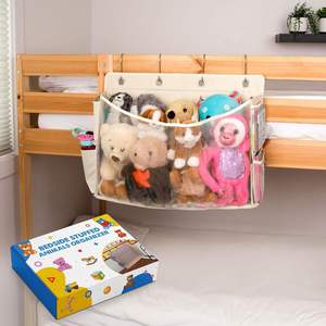 Bedside Hanging Stuffed Animal Organizer with Clear Window Large Capacity Over Bunk <b>Bed</b> Toy Storage <b>Bag</b> for Kids Dorm Organize - Product Image 1