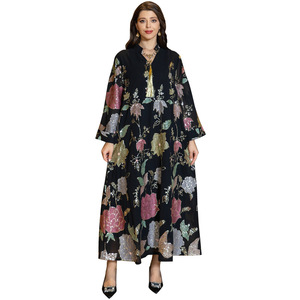 Set Kaftan Musulmano Multicolore con Paillettes Floreali 2025 per Donne Abbigliamento Islamico Tradizionale con Dettagli a Nappine - Product Image 5