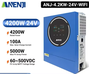 Anenji อินเวอร์เตอร์ไฮบริดแบบ ANJ-4.2KW-24V-WIFI 4.2KW 24V อินเวอร์เตอร์11KW 5KW หน้าจอสีสันสดใส - Product Image 1