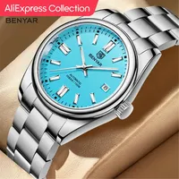 Montre automatique mécanique pour homme Benyar 2025, édition limitée classique, acier inoxydable, rétro, date automatique, montres de soirée, Relogio