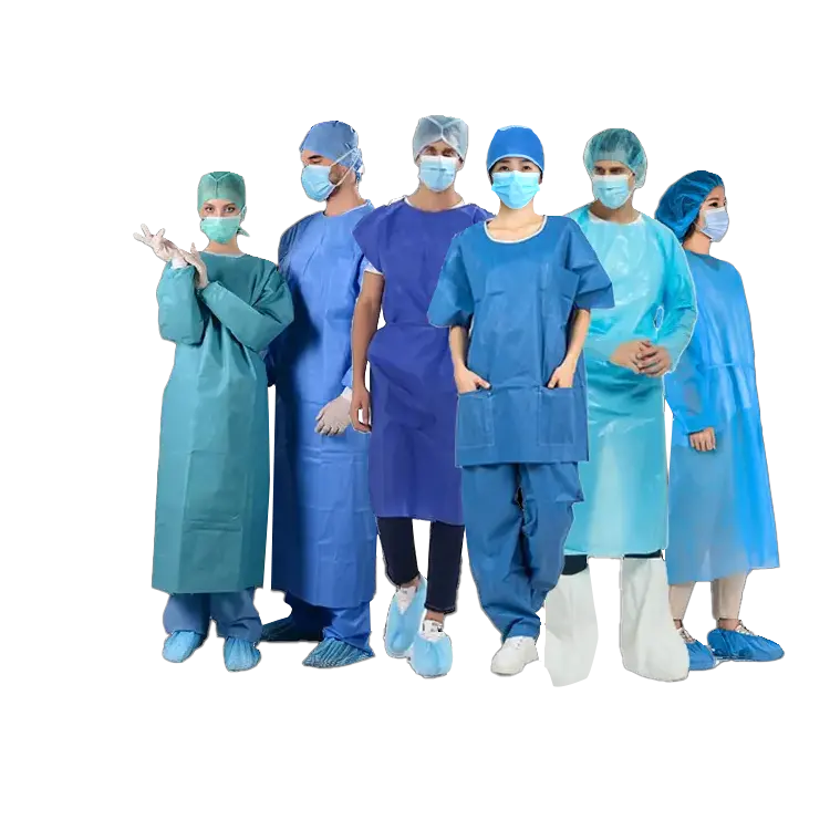 Disposable Lab PPe Non-Woven Fabric Hospital Nurse Doctor Non-Surgical Isolation Gowns With Factory custom