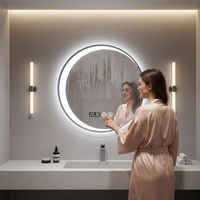 Modern Luxury Silver Mirror Bath Smart Wall Mirror LED Lights IP44 Touch Sensor Illuminated Magnifying Feature for Bathroom