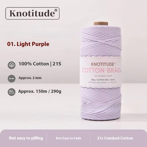 Filo di ciniglia decorativo 100% cotone, 21 fili, 150m, 2mm, con anima avvolta, ad alta tenacità, tinto a corda, colorato, per tappezzeria tessuta a mano e decorazioni per la casa - Product Image 6