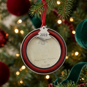 HOT SELLING OEM <b>CHRISTMAS</b> PHOTO Round ZINC ALLOY Plated 2.5"X2.5" Ornament DECORATION Individual White Box Packaging - Product Image 2