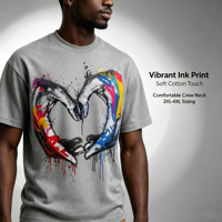 Ensemble de T-shirts Oversize Vintage pour Hommes, Imprimé Graphique, Délavé à l'Acide, 100% Coton, Motif Cœur, Streetwear, Coupe Boxy