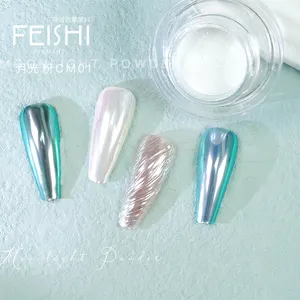 Feishi Custom Logo 12 Farben Nail Art Reflektieren des Mondschein pulver Chrom pigment Festes Aurora-Pulver