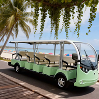 Voiture électrique de tourisme GL-S17 17 places, système AC 72V 7.5KW, batterie lithium-acide, 30 km/h, autonomie 80-100 km, plage, hôtel