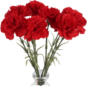 Fleur artificielle unique en velours à longue tige, œillets rouges et pivoines, <span class=keywords><strong>pour</strong></span> la Fête des Mères, les funérailles, les commémorations, les vases, les entrées et la décoration intérieure - Product Image 1