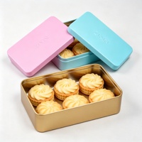 Boîte alimentaire rectangulaire en métal avec couvercle pour gâteaux, biscuits, desserts, pâtisseries, emballage cadeau à emporter, cafés et événements