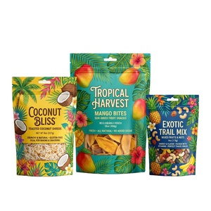 Sachet Doypack en aluminium de qualité alimentaire, à fond plat, imprimé, avec poignée découpée, coloré, design personnalisé, avec fermeture éclair - Product Image 1