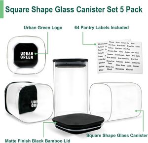 Offre Spéciale pot en verre à haute teneur en borosilicate pot de stockage en verre pour la maison et la cuisine pot à épices en verre avec couvercle en bambou noir ensemble - Product Image 2