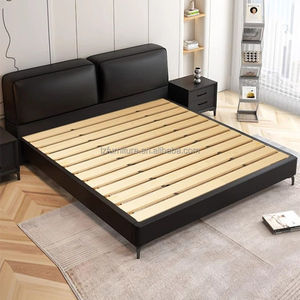 Modern Simple Genuine Leather <b>Bed</b> with <b>Soft</b> Solid Wood <b>Frame</b> Convertible Feature and Storage Function - Product Image 4