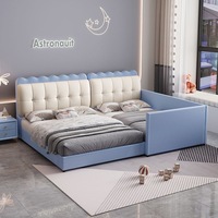 JUNYUHAO Modernes Minimalistisches Bett mit Stauraum, Lederpolsterung, Kiefernholzrahmen, Hochdichter Schaumstoff, Queen/King Size für Zuhause