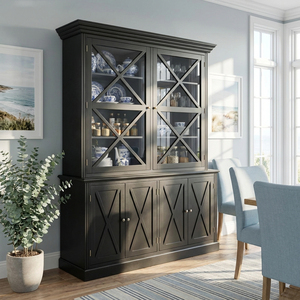Vitrine personnalisable avec porte en verre - Buffet spacieux et armoire <span class=keywords><strong>de</strong></span> rangement pour salon et salle à manger - Meuble décoratif - Product Image 1