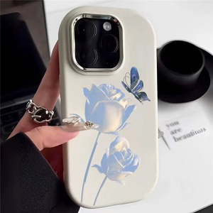 Cover <span class=keywords><strong>per</strong></span> iPhone 15 14 13 12 17 Pro Max con Motivo a Farfalla Blu e Fiore, Accessorio <span class=keywords><strong>per</strong></span> Cellulare a Forma di Conchiglia <span class=keywords><strong>per</strong></span> Ragazze - Product Image 1