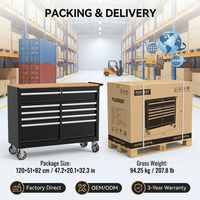 Armoire à outils roulante robuste à 9 tiroirs avec plan de travail, coffre à outils mobile en acier de 600 kg pour garage et atelier, OEM