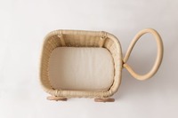 Poussette bébé en rotin tressé à la main avec roues en bois pour enfants de 0 à 3 ans, mobilier de chambre d'enfant