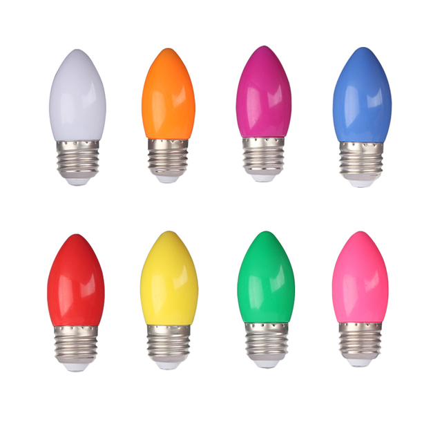 E27 LED Candle Bulb C35 Colored Flame Tip Light Multi-color 1W 3W AC Energy Saving Decorative Lamp